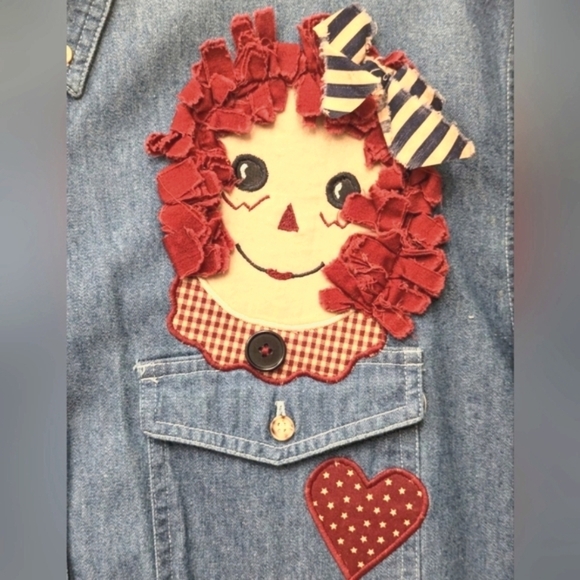 Raggedy Ann & Andy denim button down shirt  size XL - Picture 4 of 12